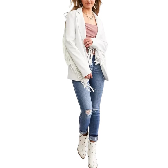 NWT Faux Leather Fringe Blazer
WILLOW & ROOT WHITE SMALL Bachelorette NASHVILLE - Picture 5 of 11